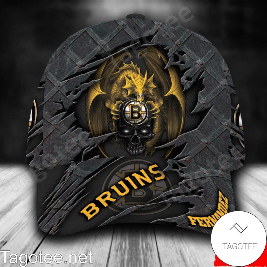 Boston Bruins Dragon Crack 3D NHL Custom Name Personalized Cap