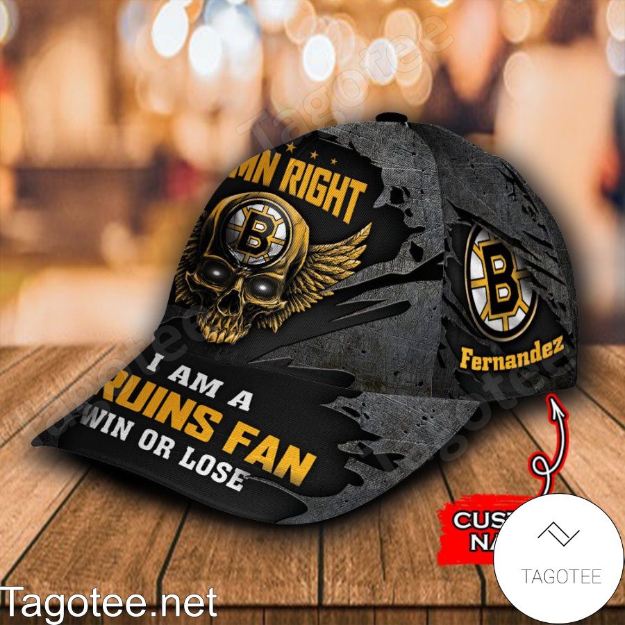 Boston Bruins Skull Damn Right I Am A Fan Win Or Lose NHL Custom Name Personalized Cap b