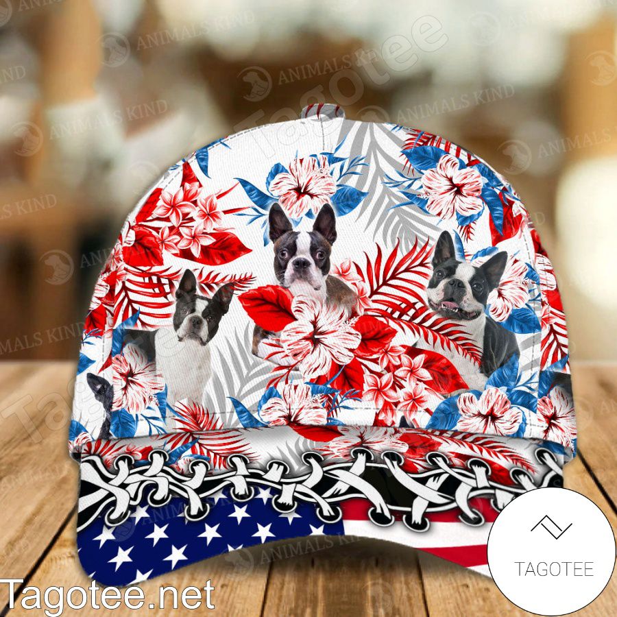 Boston Terrier American Flag Cap