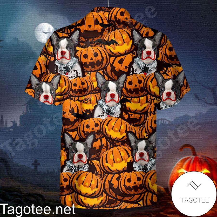 Boston Terrier Pumpkin Halloween Shirt a