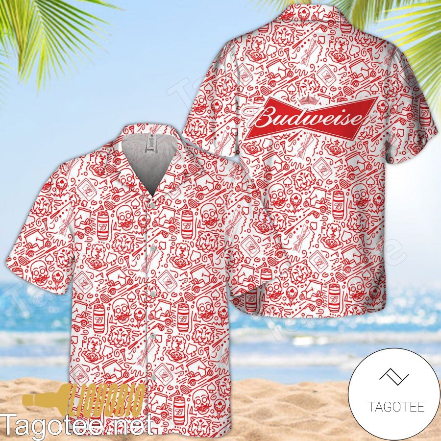 Budweiser Doodle Art Hawaiian Shirt