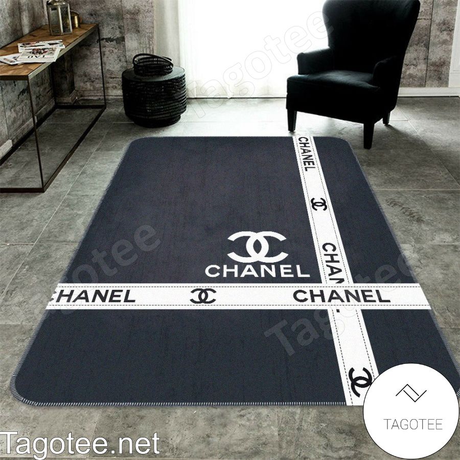 Chanel Luxury Brand White Perpendicular Lines Rug