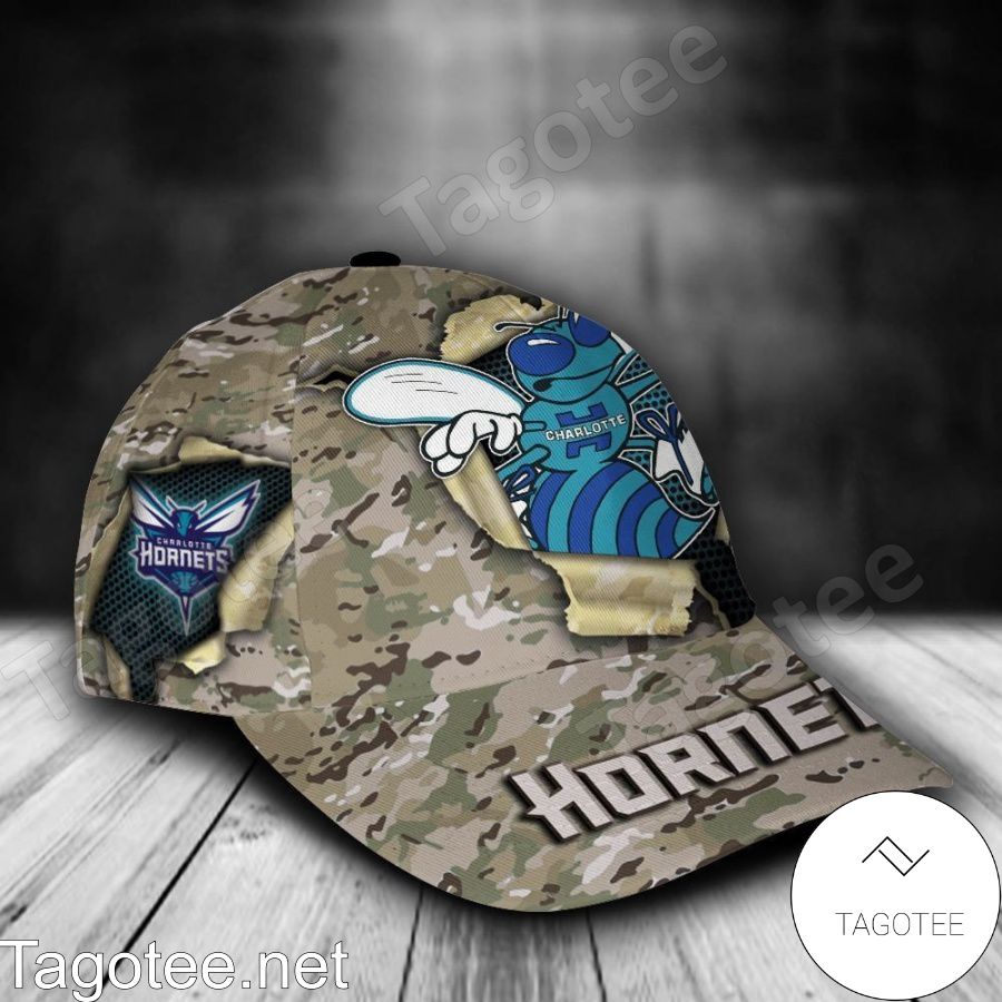 Charlotte Hornets Camo Mascot NBA Custom Name Personalized Cap b