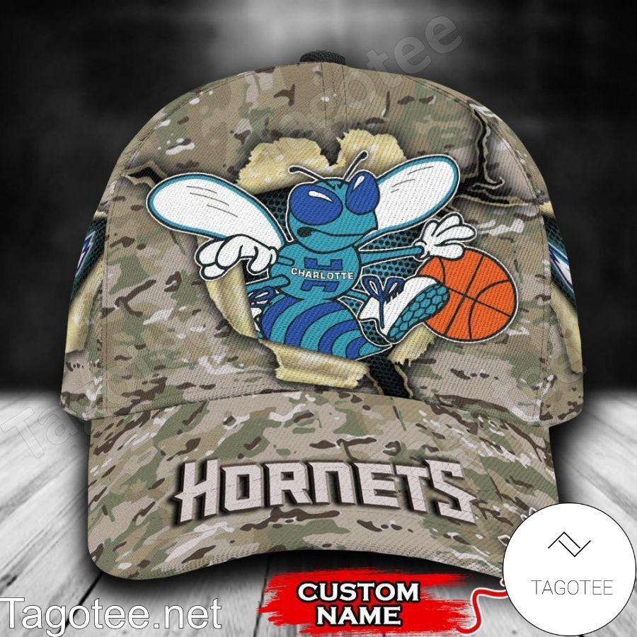 Charlotte Hornets Camo Mascot NBA Custom Name Personalized Cap
