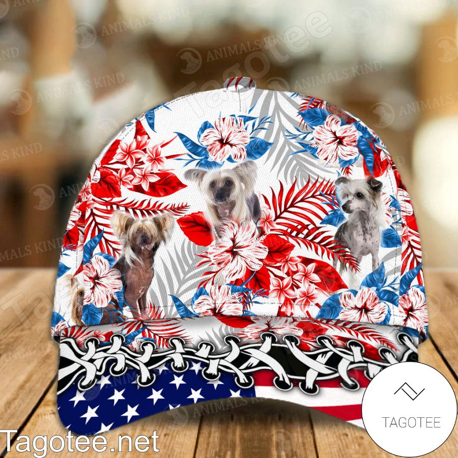 Chinese Crested American Flag Cap