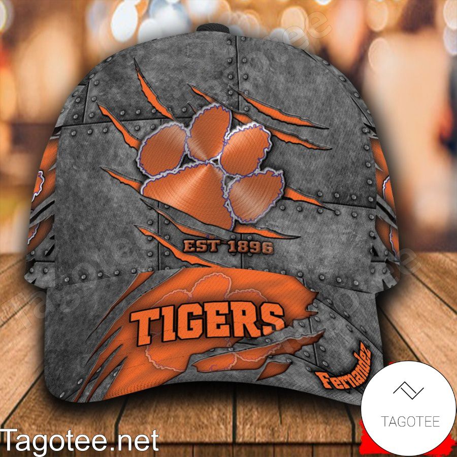 Clemson Tigers Leather Zipper Print Personalized Cap