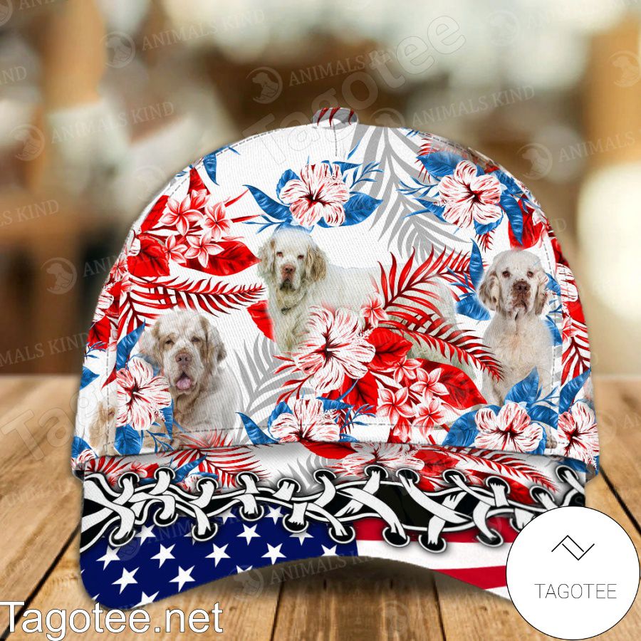 Clumber Spaniel American Flag Cap