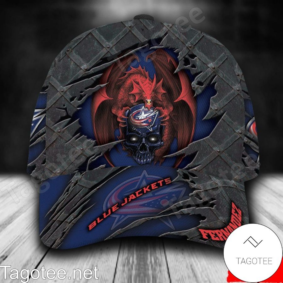 Columbus Blue Jackets Dragon Crack 3D NHL Custom Name Personalized Cap