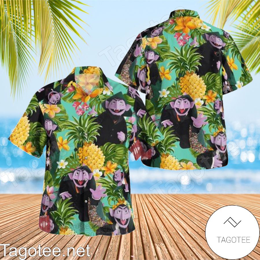 Count Von Count The Muppet Tropical Pineapple Hawaiian Shirt