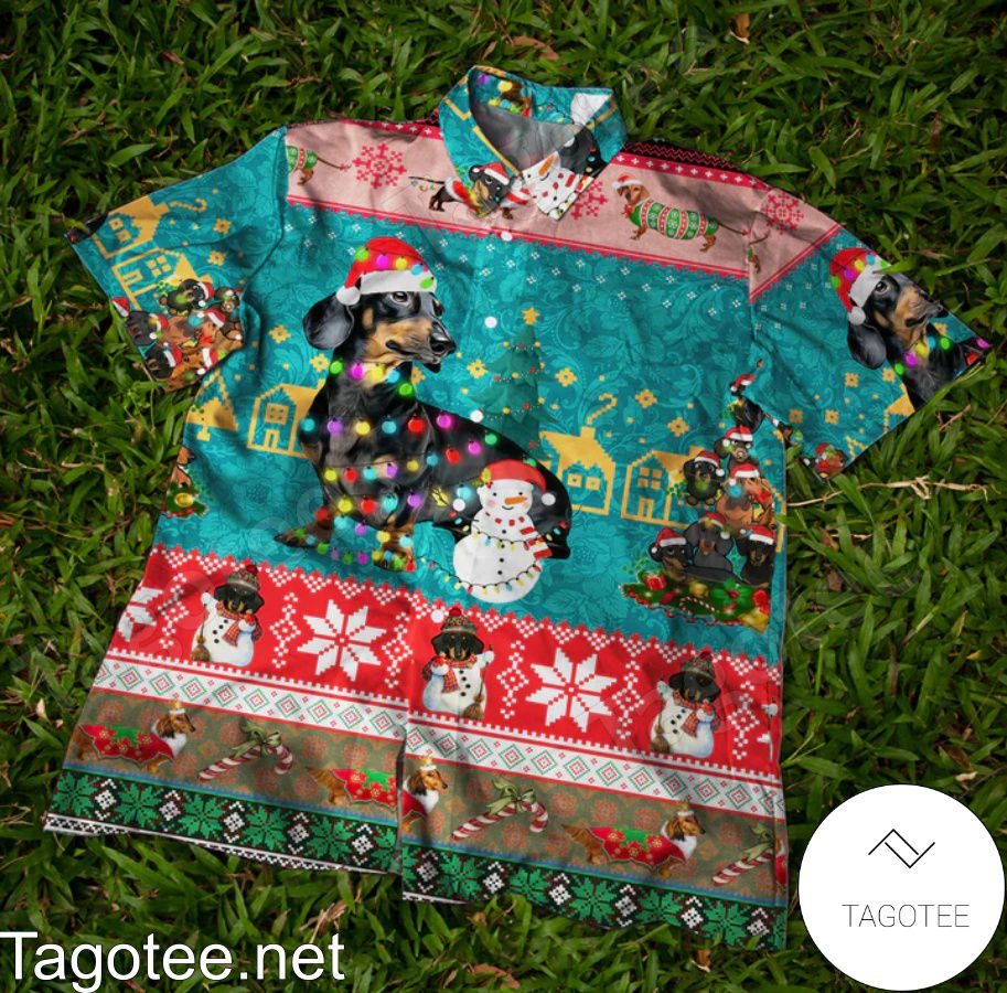 Dachshund Christmas Xmas Lights Hawaiian Shirt