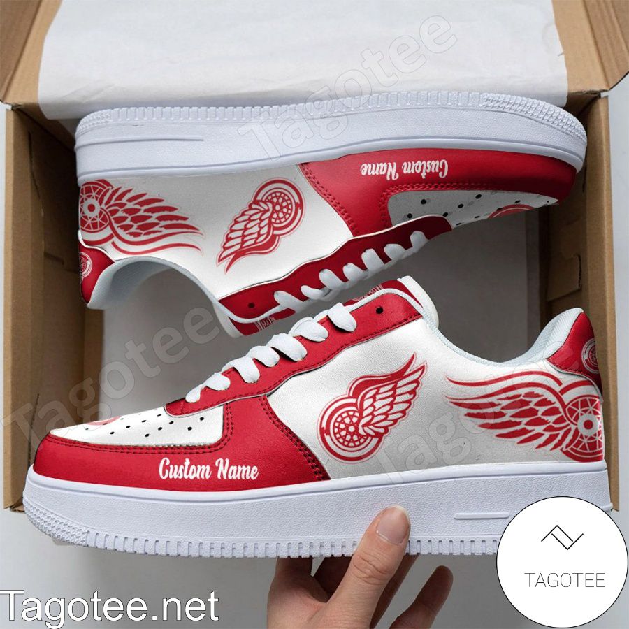 Detroit Red Wings Mascot Logo NHL Hockey Custom Name Air Force Shoes