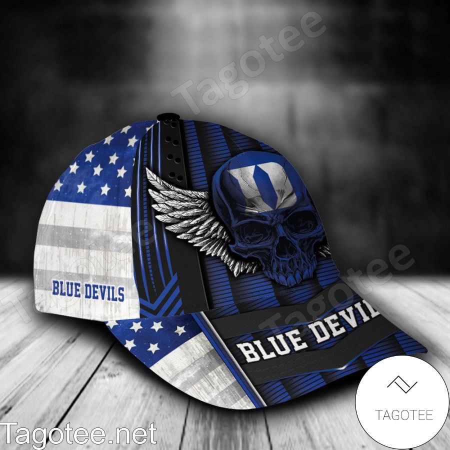 Duke Blue Devils Skull Flag NCAA Personalized Cap a