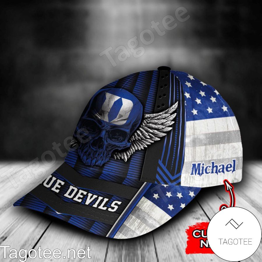 Duke Blue Devils Skull Flag NCAA Personalized Cap b