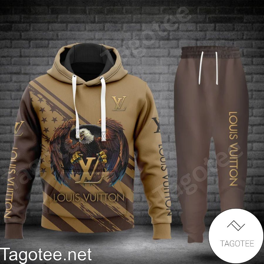 Eagle American Flag Louis Vuitton Light And Dark Brown Hoodie And Pants