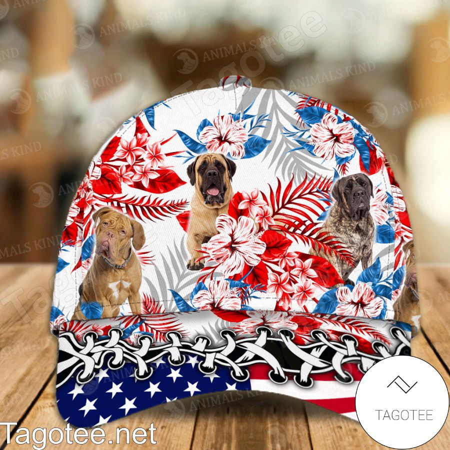 English Mastiff American Flag Cap