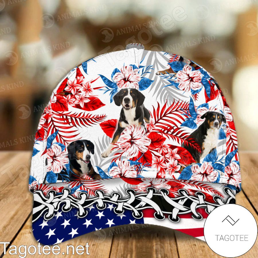 Entlebucher Mountain Dog American Flag Cap