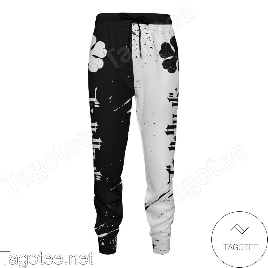 Absolutely Love Five Leaf Black Clover Black And White Pants
