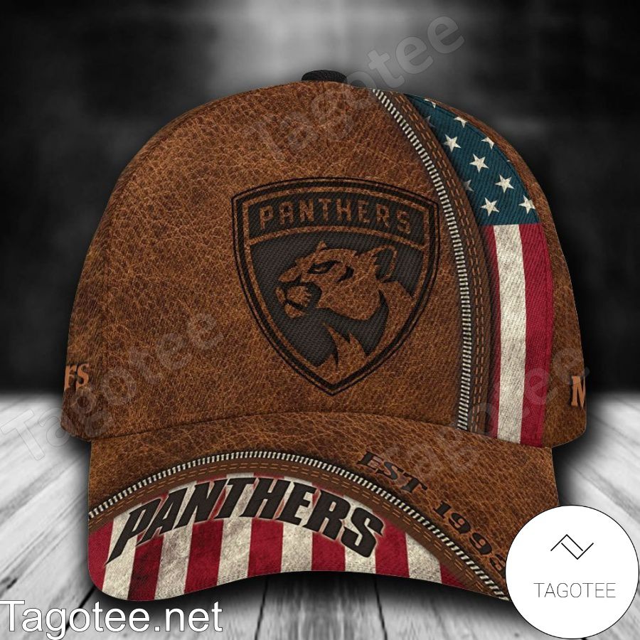 Florida Panthers Leather Zipper Print NHL Custom Name Personalized Cap