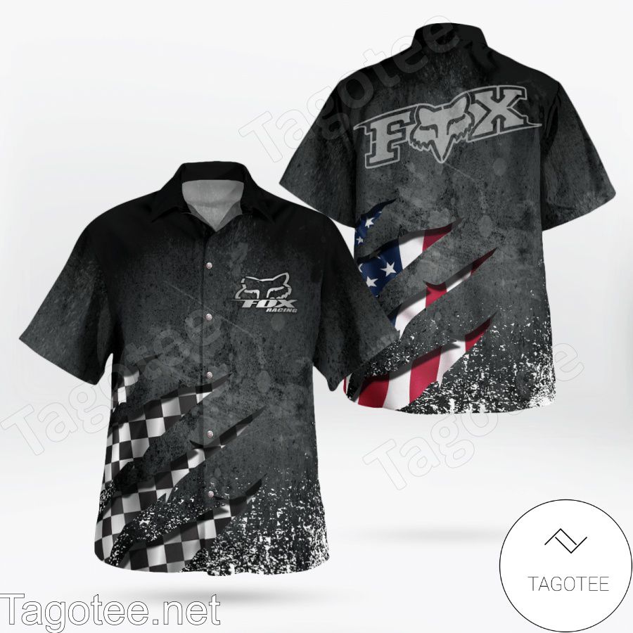 Fox Racing Torn Checkered Flag Hawaiian Shirt