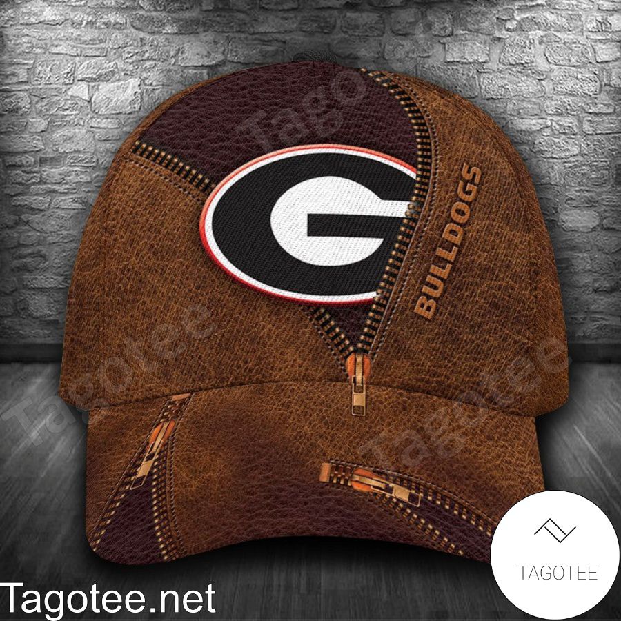 Georgia Bulldogs Leather Zipper Print Personalized Cap