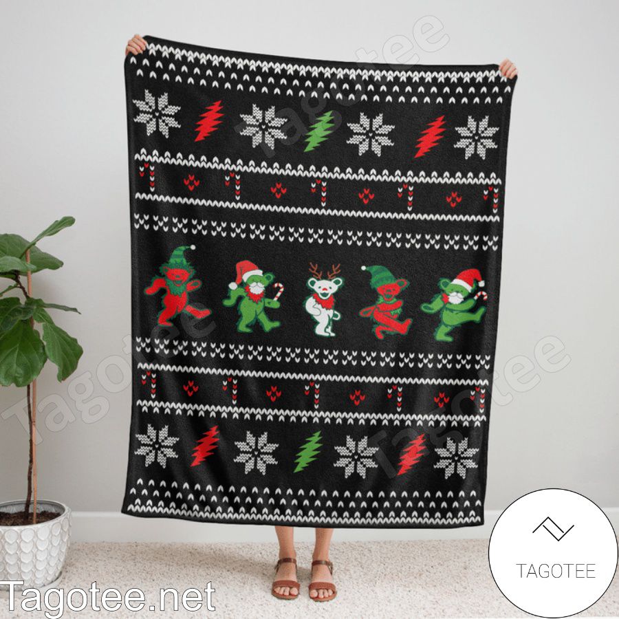 Grateful Dead Jingle Bears Christmas Fleece Blanket, Quilt