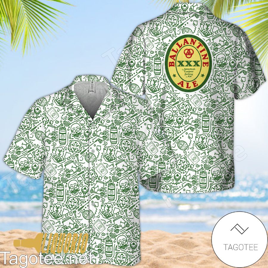 Green Ballantine Ale Doodle Art Hawaiian Shirt