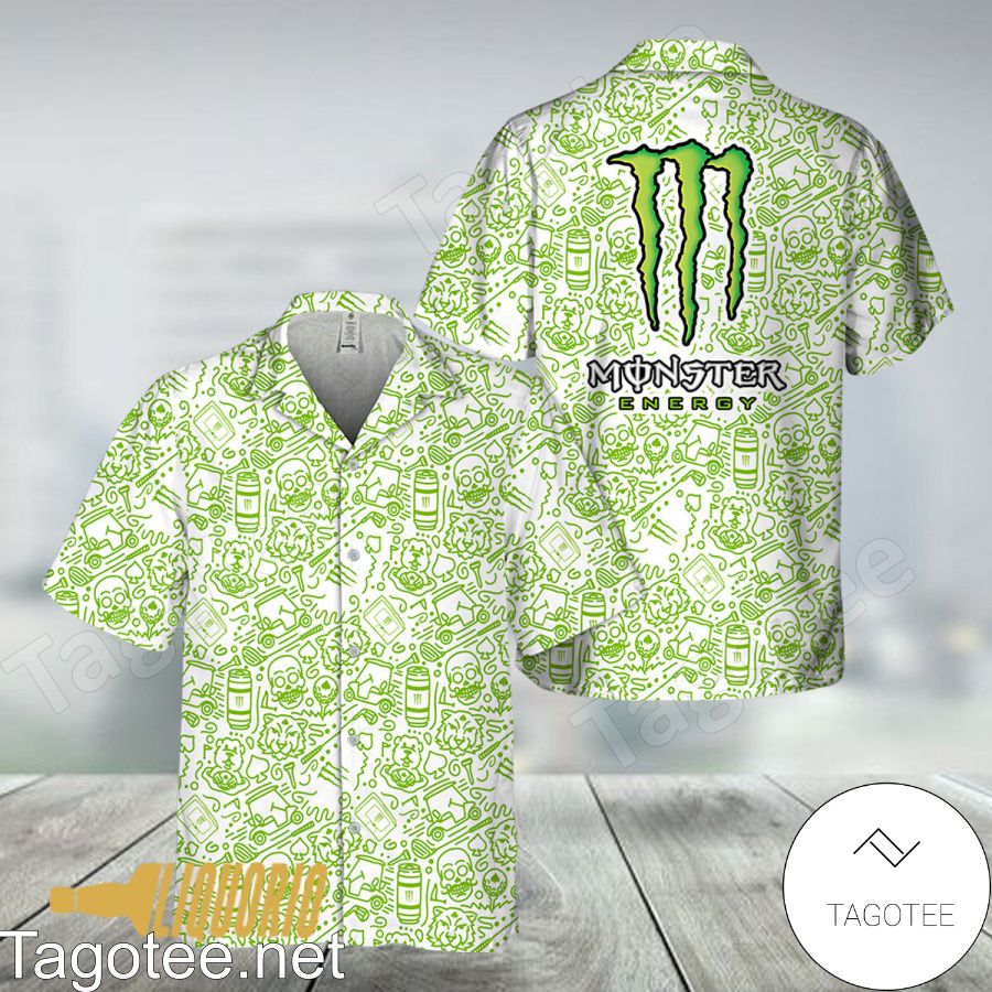 Green Monster Energy Doodle Art Hawaiian Shirt