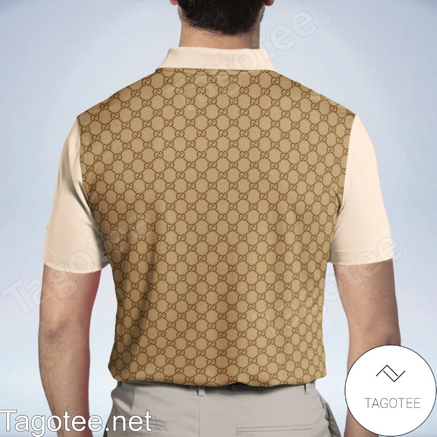 Gucci Beige Brown Monogram Polo Shirt a