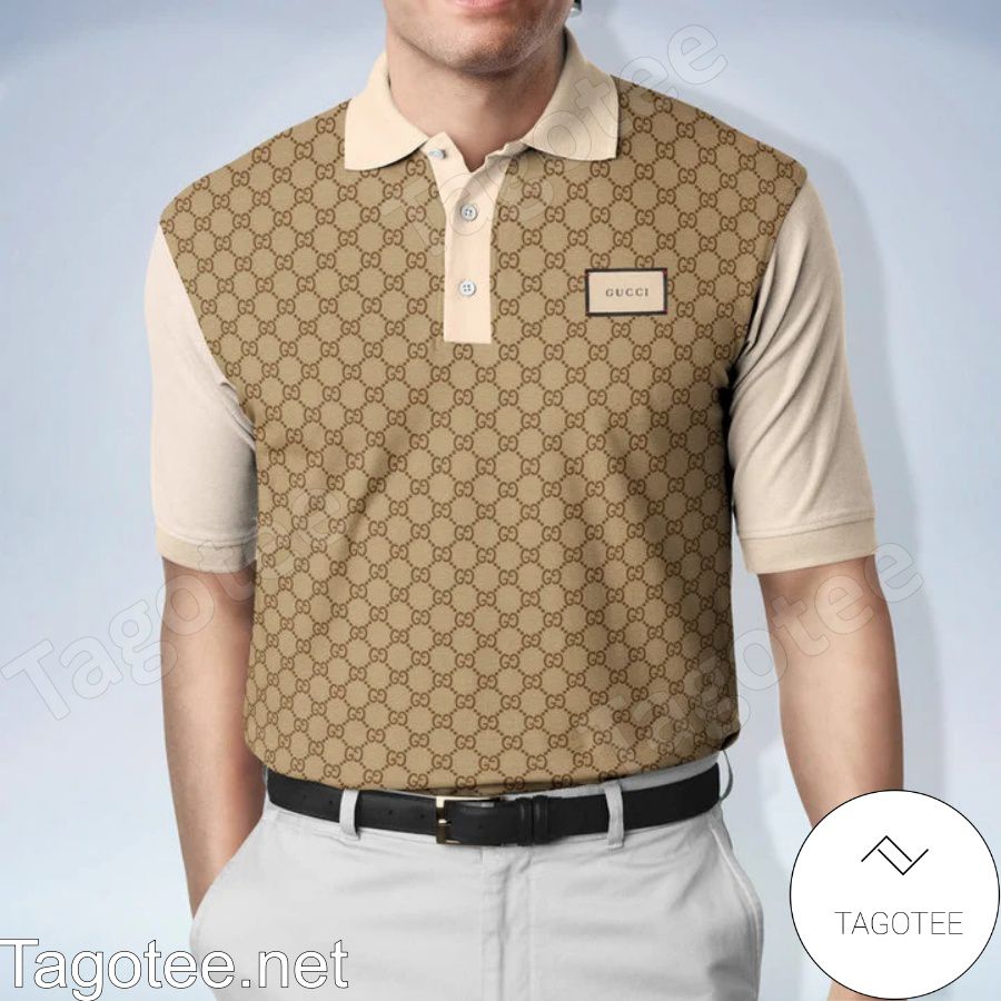Gucci Beige Brown Monogram Polo Shirt