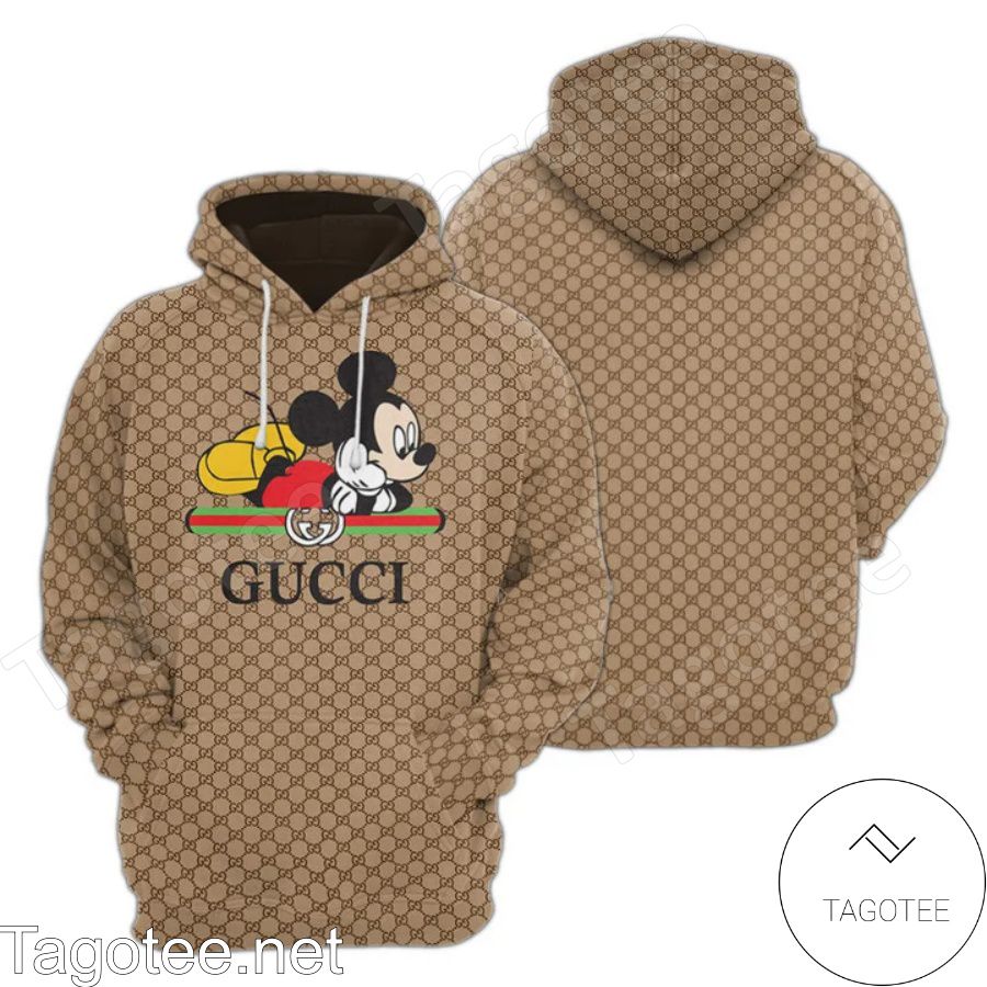 Gucci Mickey Mouse Brown Monogram Hoodie - Tagotee