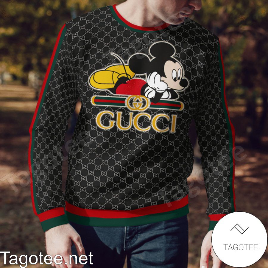 Gucci Mickey Mouse Logo Black Sweater a