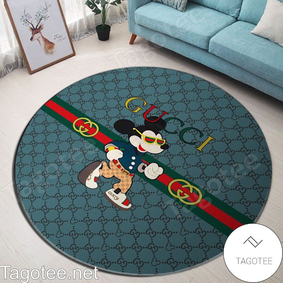 Gucci Mickey Mouse Monogram Green Round Rug