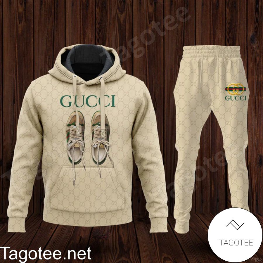 Gucci Shoes Printed Beige Monogram Hoodie And Pants