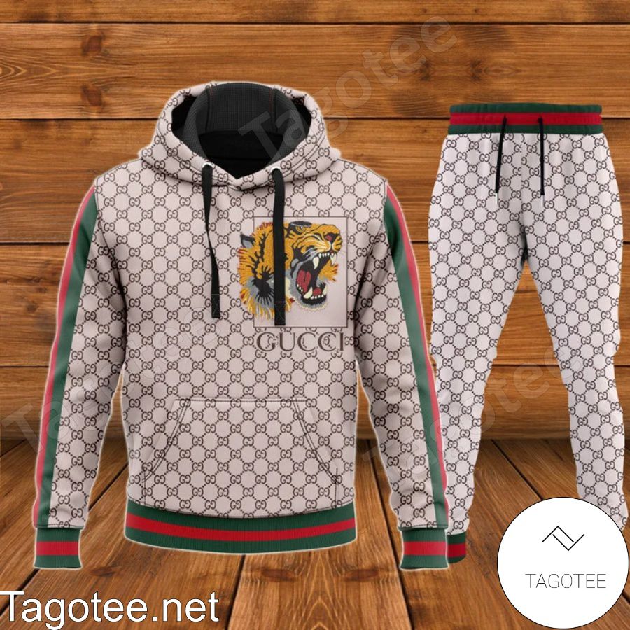 Gucci Tiger With Color Stripes Hoodie And Pants