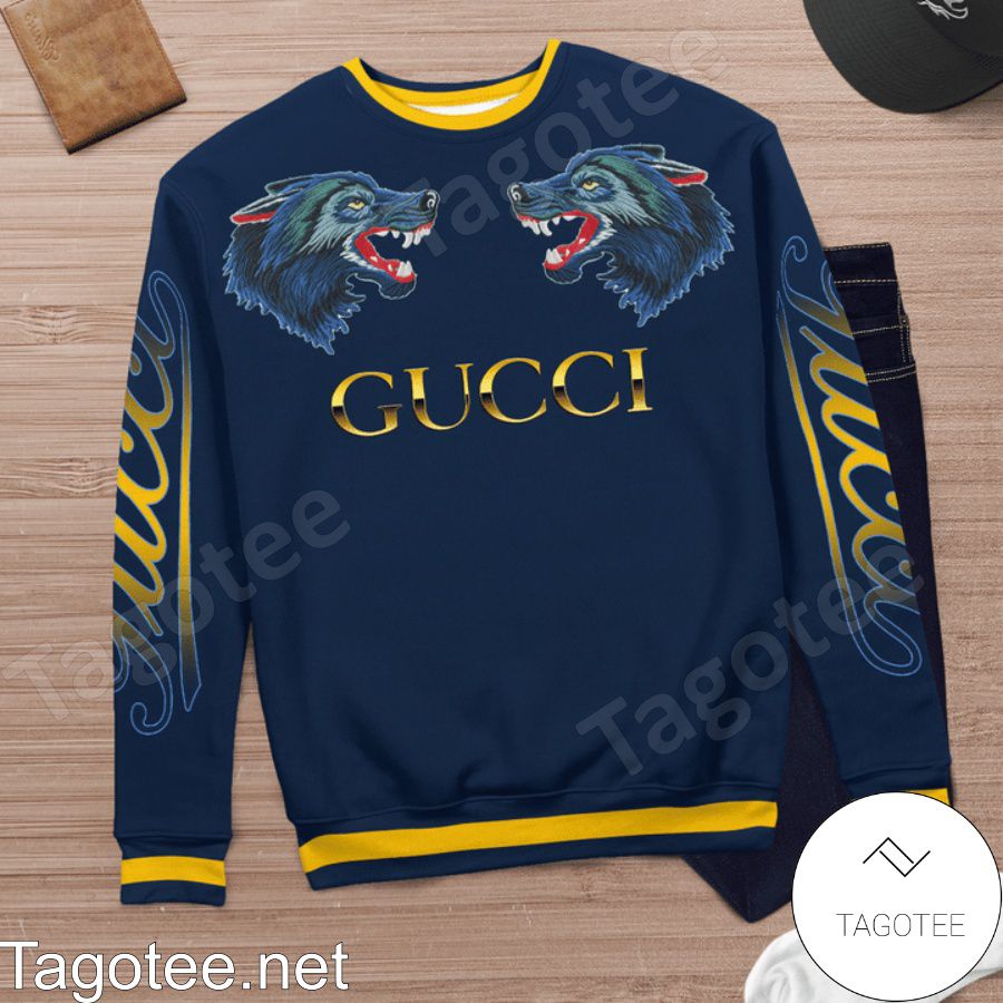 Gucci Wolf Face To Face Navy Sweater c