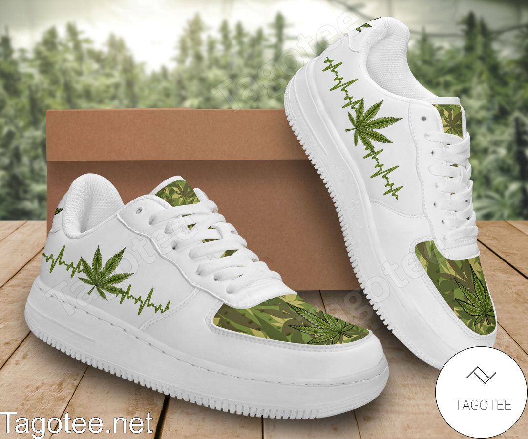 Heart Beat Green Cannabis Weed Air Force Shoes