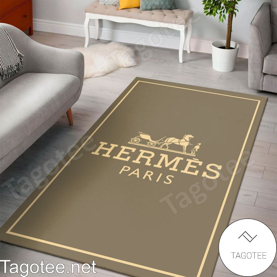 Hermes Paris Luxury Brand Light Brown Rug