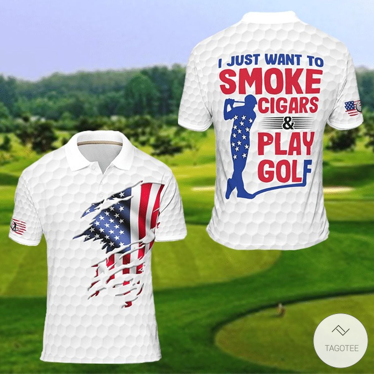 I Just Want To Smoke Cigars And Play Golf Polo Shirt