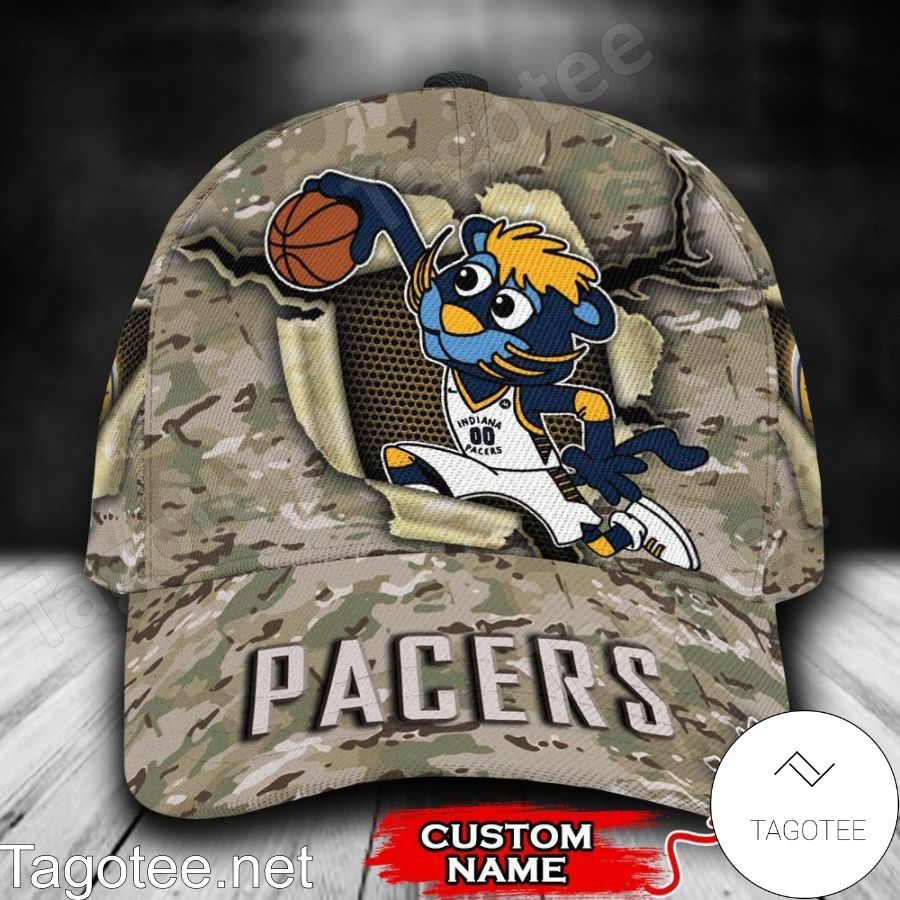 Indiana Pacers Camo Mascot NBA Custom Name Personalized Cap