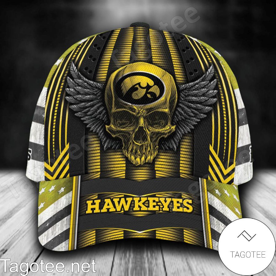 Iowa Hawkeyes Skull Flag NCAA Personalized Cap