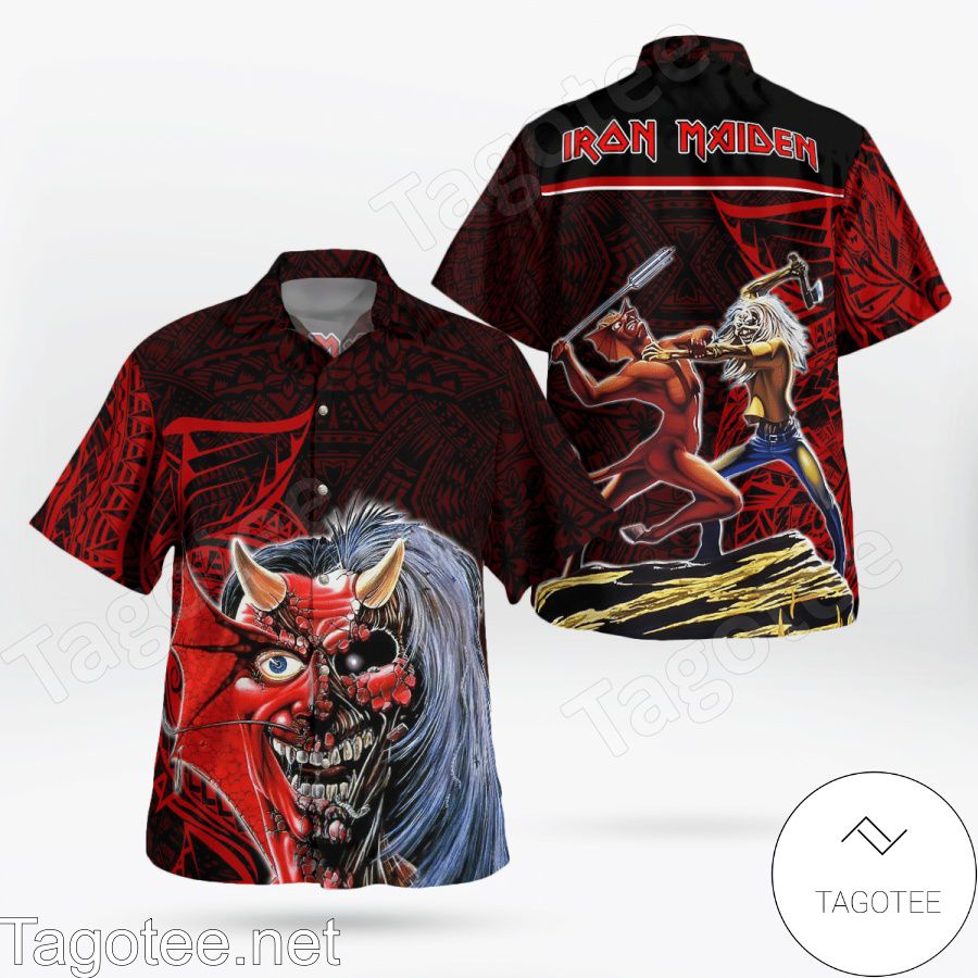 Iron Maiden The Number Of The Beast Tribal Hawaiian Shirt