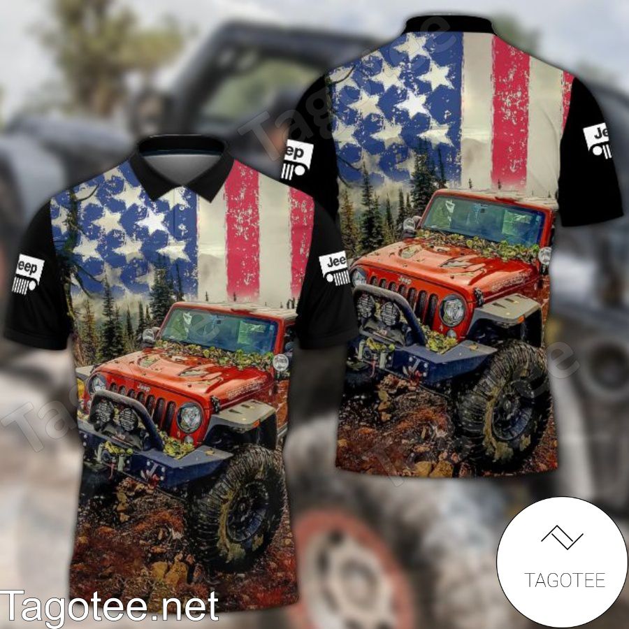 Jeep American Flag Vintage Polo Shirt