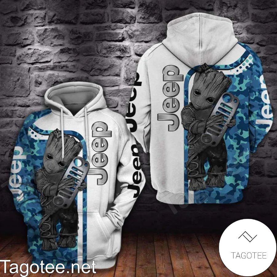 Jeep And Groot White And Blue Camouflage Hoodie