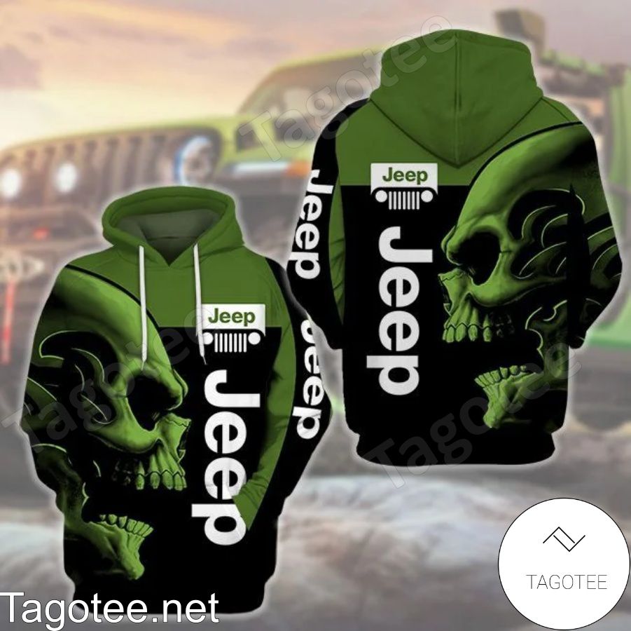 Jeep Skull Green And Black Hoodie