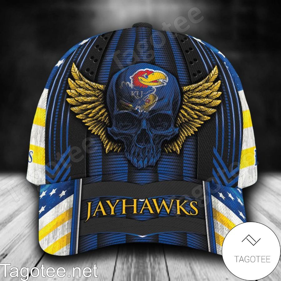 Kansas Jayhawks Skull Flag NCAA Personalized Cap