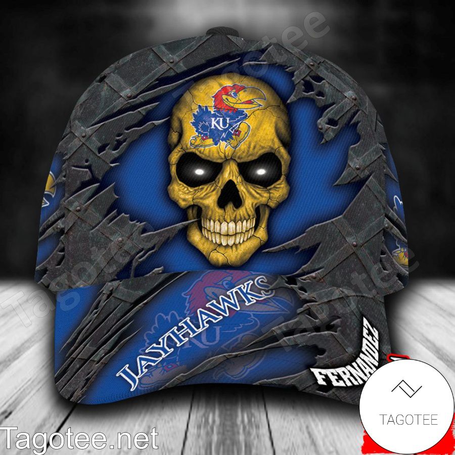 Kansas Jayhawks Skull NCAA Personalized Cap