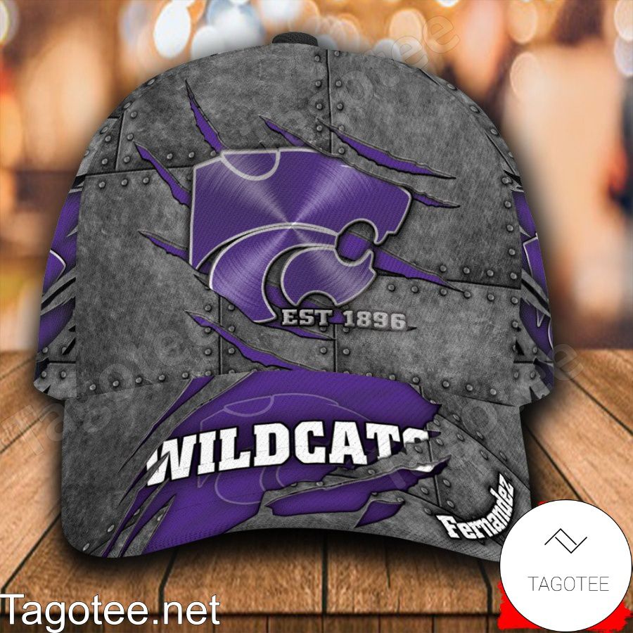 Kansas State Wildcats Leather Zipper Print Personalized Cap
