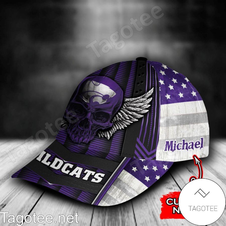 Kansas State Wildcats Skull Flag NCAA Personalized Cap b