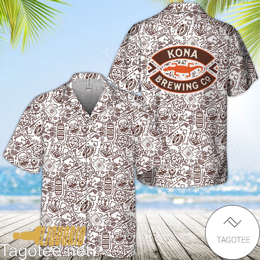 Kona Brewing Doodle Art Hawaiian Shirt