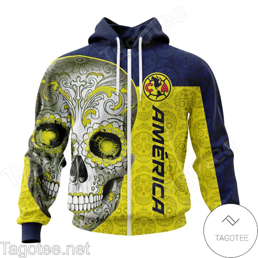 LIGA MX Club America Sugar Skull For Dia De Muertos Customized T-shirt, Hoodie a